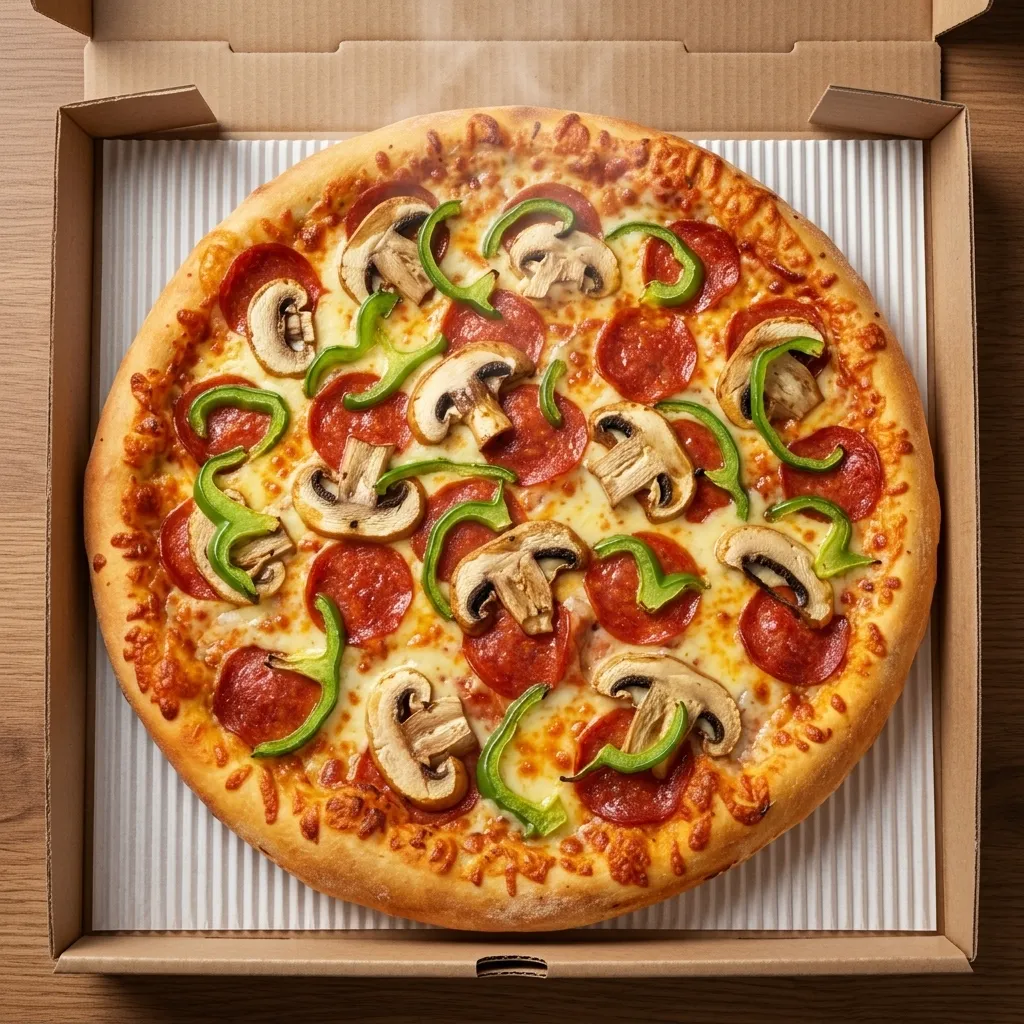 Deluxe pizza at Nana's Pizza in London, Ontario