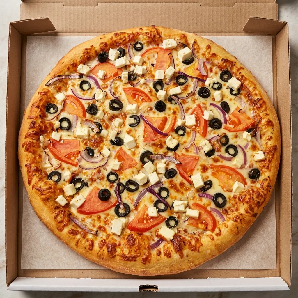 Classic Greek pizza at Nana's Pizza in London, Ontario